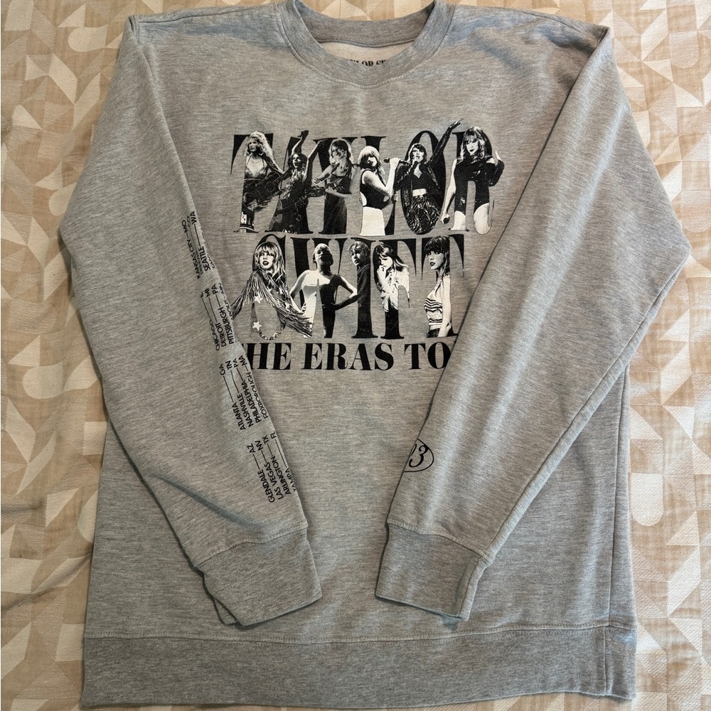 Taylor Swift Gray Crewneck Sweater with Graphic Design ERAS TOUR